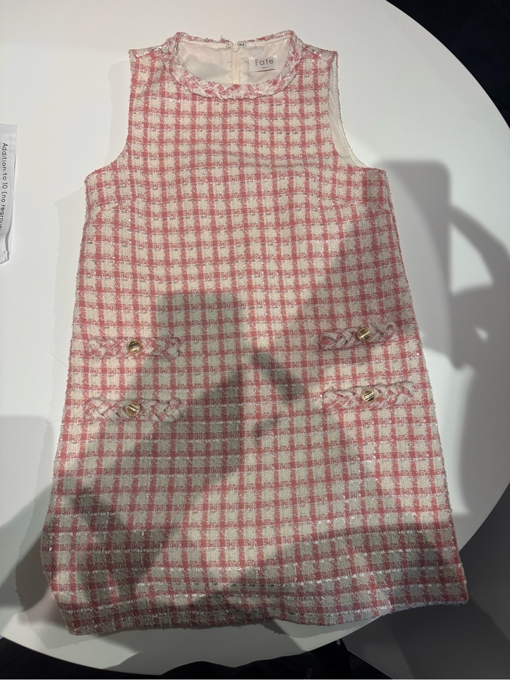 Fate Pink and White Tweed Sleeveless Shift Dress